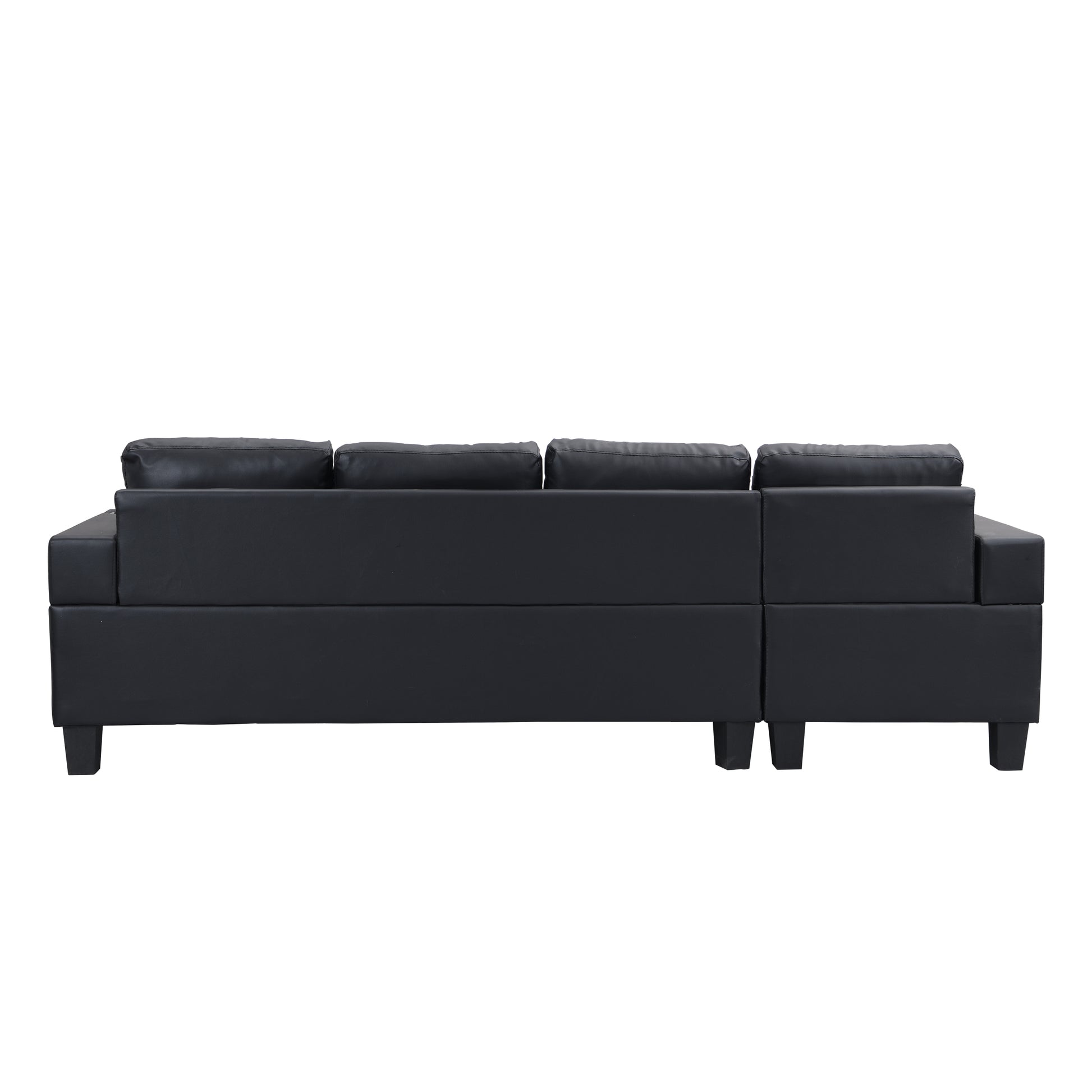Sectional Sofa Set For Living Room With L Shape Chaise Lounge ,Cup Holder And Left Or Right Hand Chaise Modern 4 Seat Black Black Pu