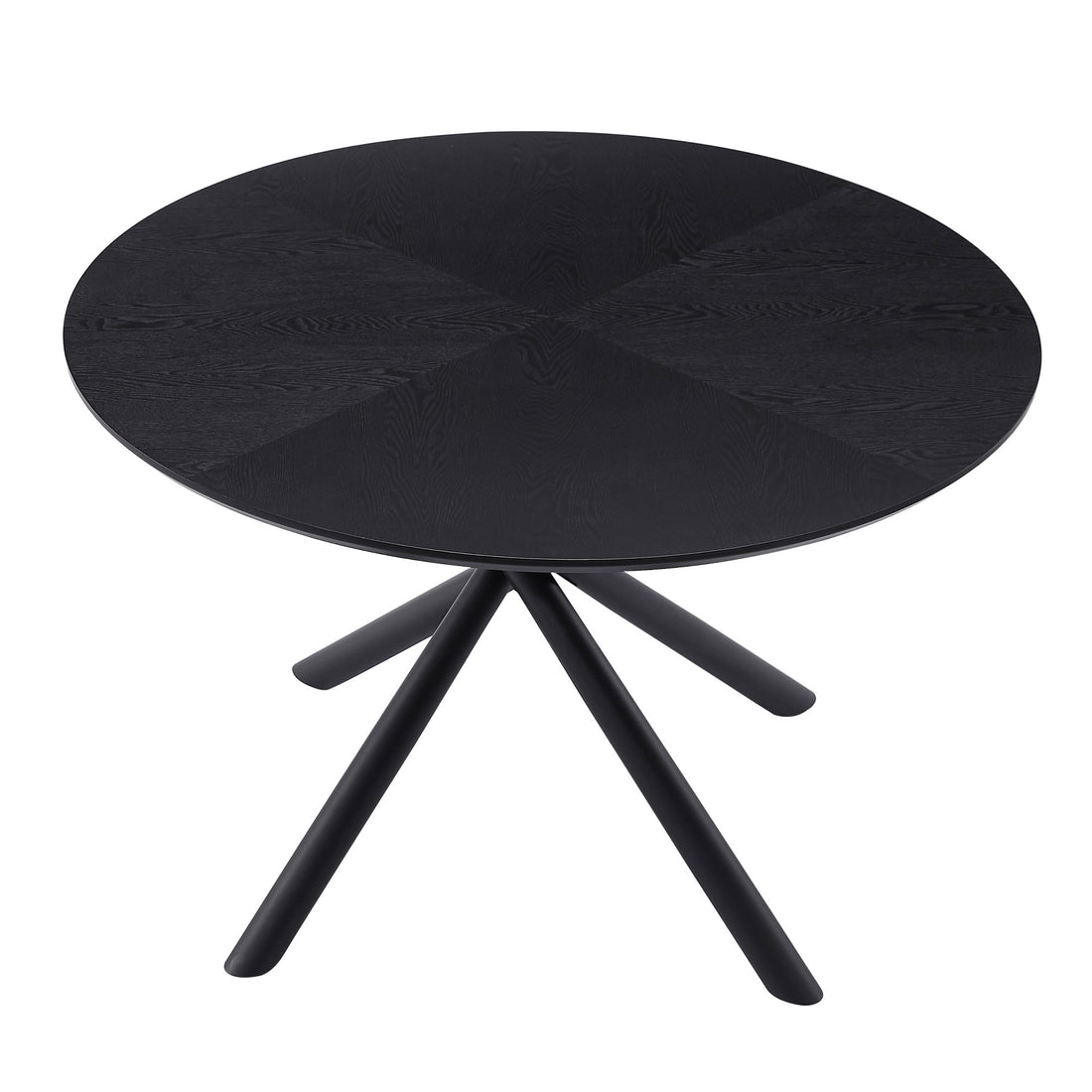 53.14'' Round Mdf Coffee Table End Table Short Leisure Tea Table Cross Legs Metal Base, Easy To Assemble,Black Black Mdf Iron