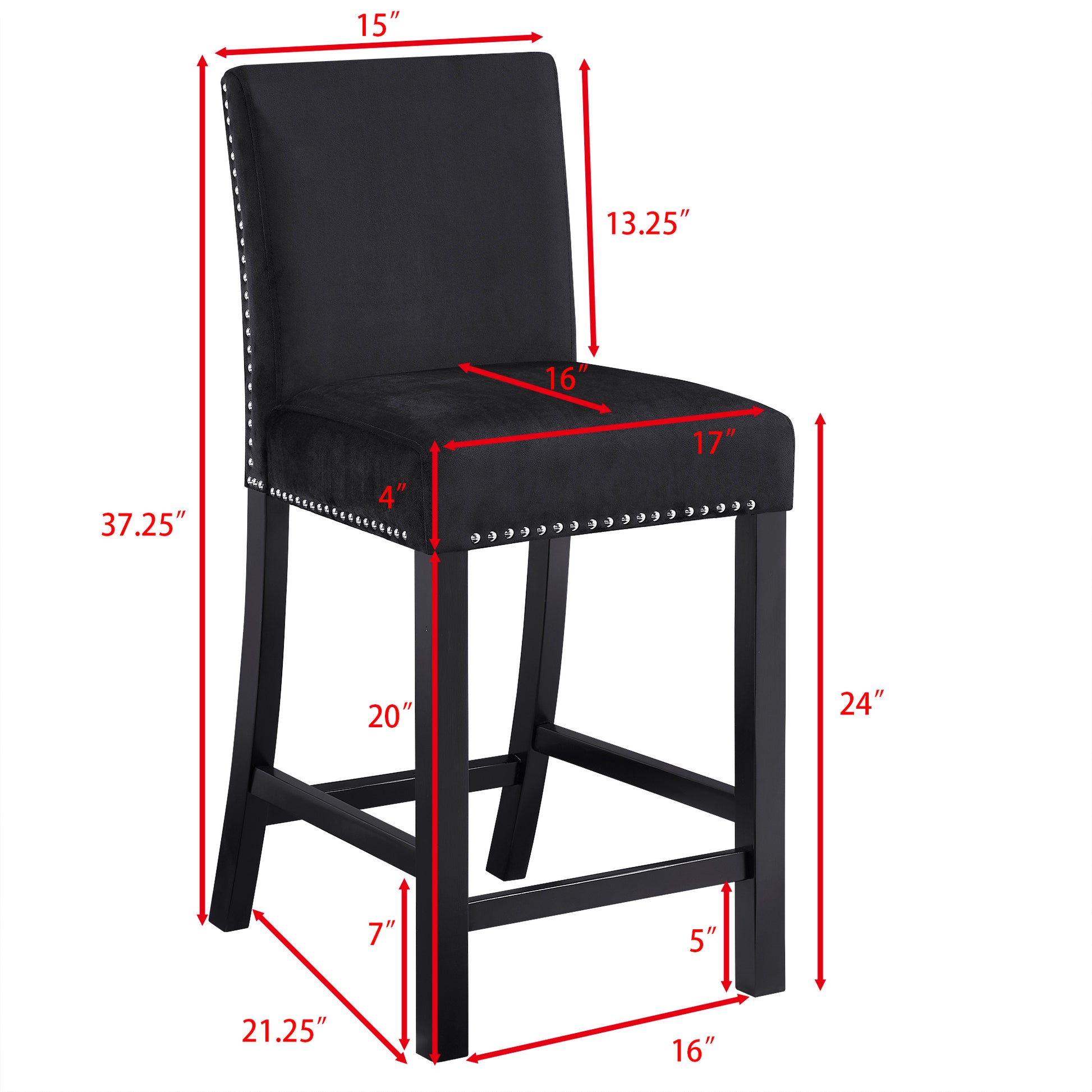5 Piece Dining Table And Chair Set, Wooden Dining Table And Chair With 4 Chairs For Small Spaces, Modern Square Counter Height Dining Table, Compact Mid Century Modern Home Table And Chair Set, Uphols Black Gray Solid Wood Mdf