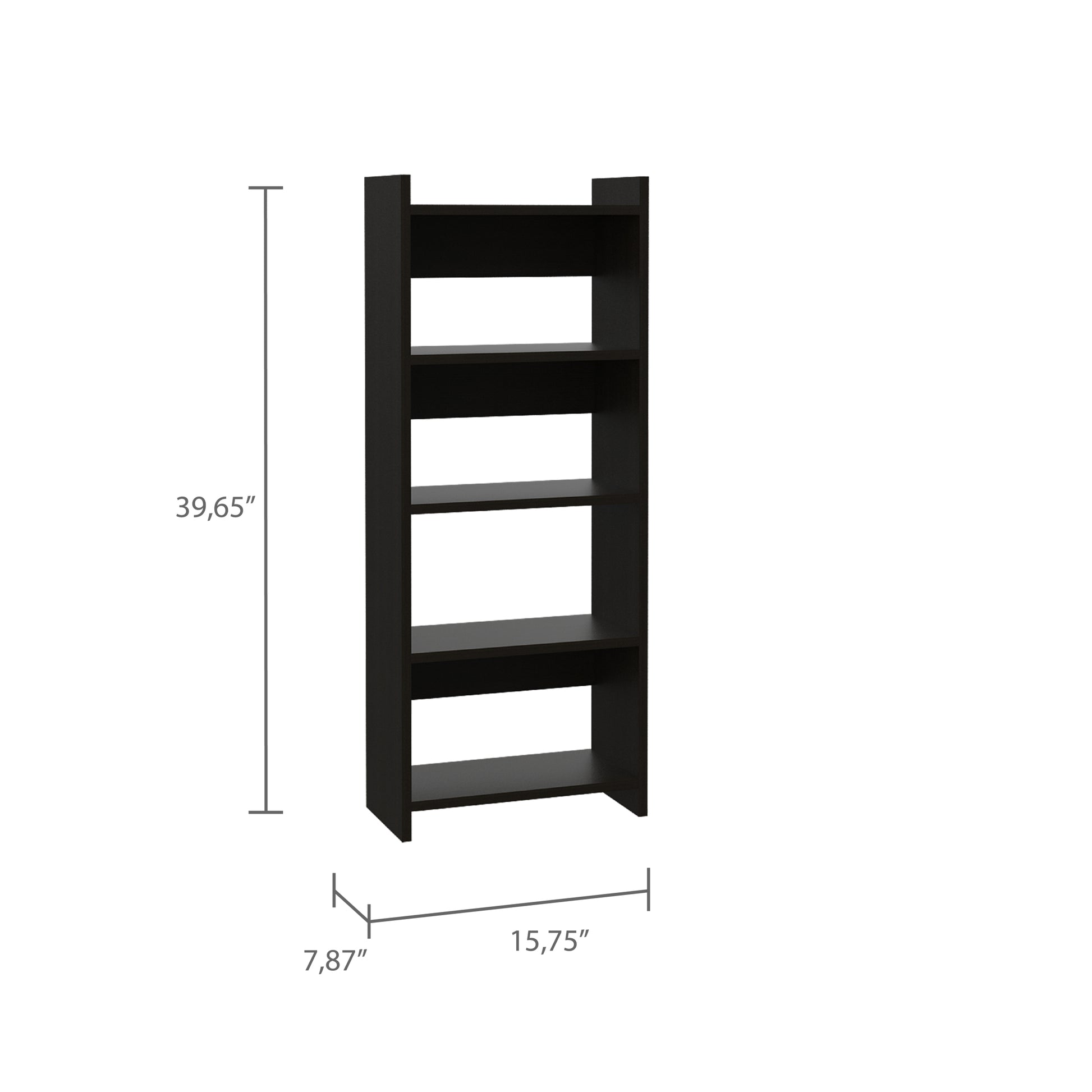 Home Office Set, Two Parts Set, One Drawer, Desktop, Keyboard Tray, Stand, Five Shelves, Black Black Particle Board Particle Board