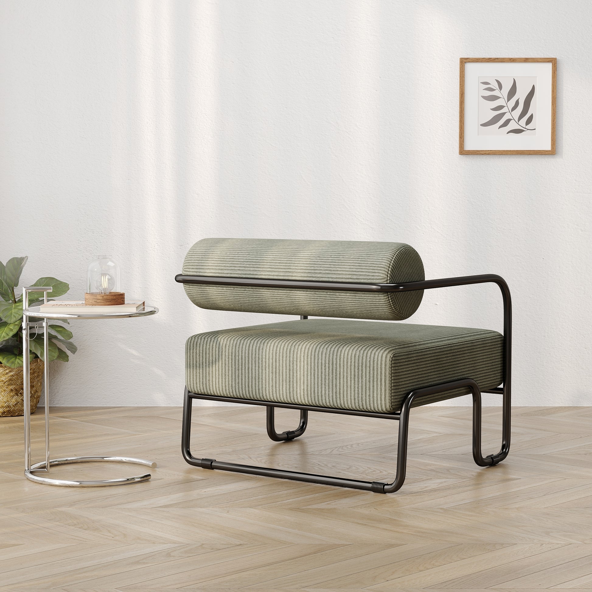 Living Room Iron Sofa Chair, Lazy Individual Chair, Balcony Leisure Chair Color: Brown Light Brown Corduroy