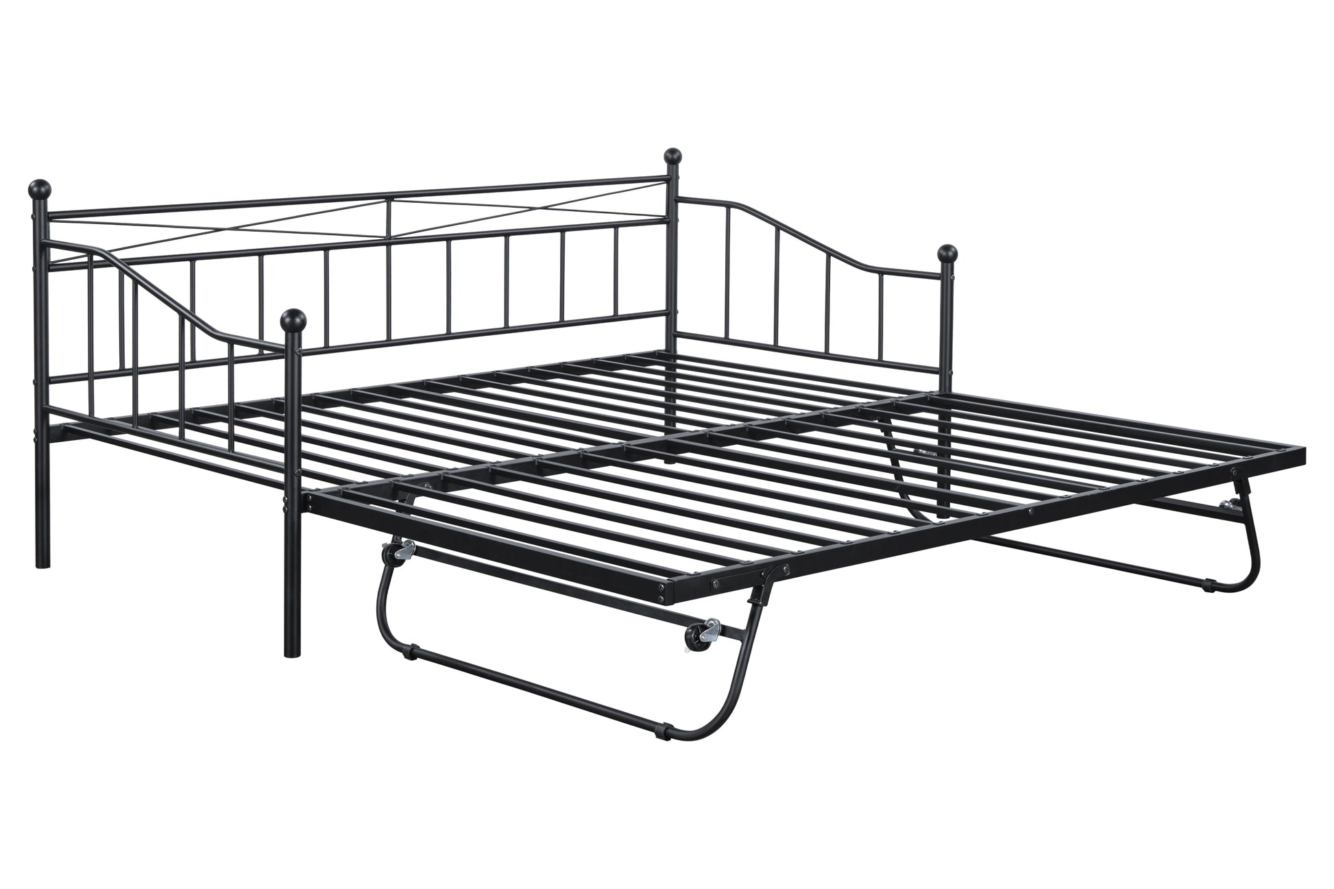 Metal Daybed With Pop Up Trundle Black Steel