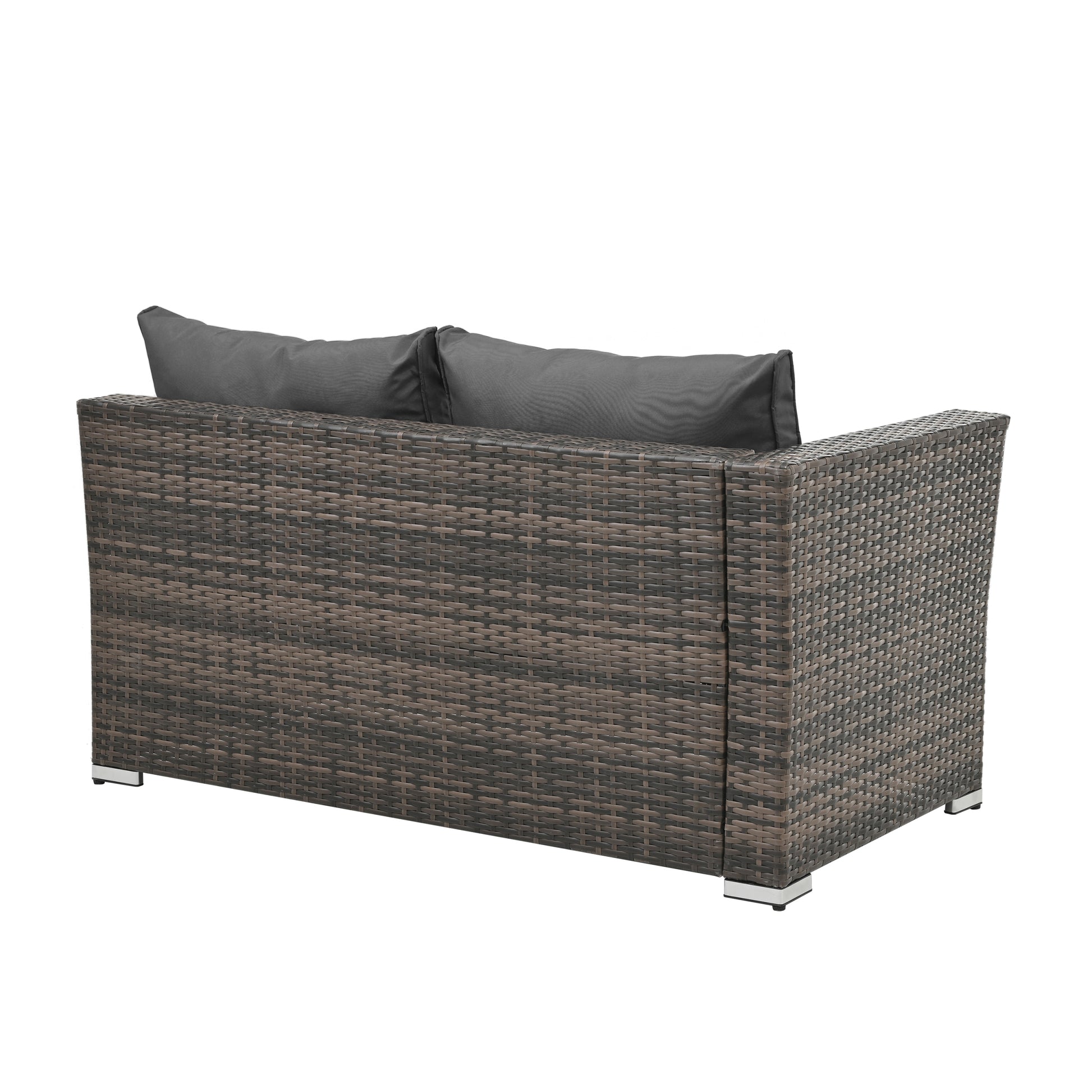 Patio Furniture, Outdoor Furniture, Seasonal Pe Wicker Furniture, 4 Set Wicker Furniture With Tempered Glass Coffee Table Brown Pe Rattan Iron Waterproof Fabric