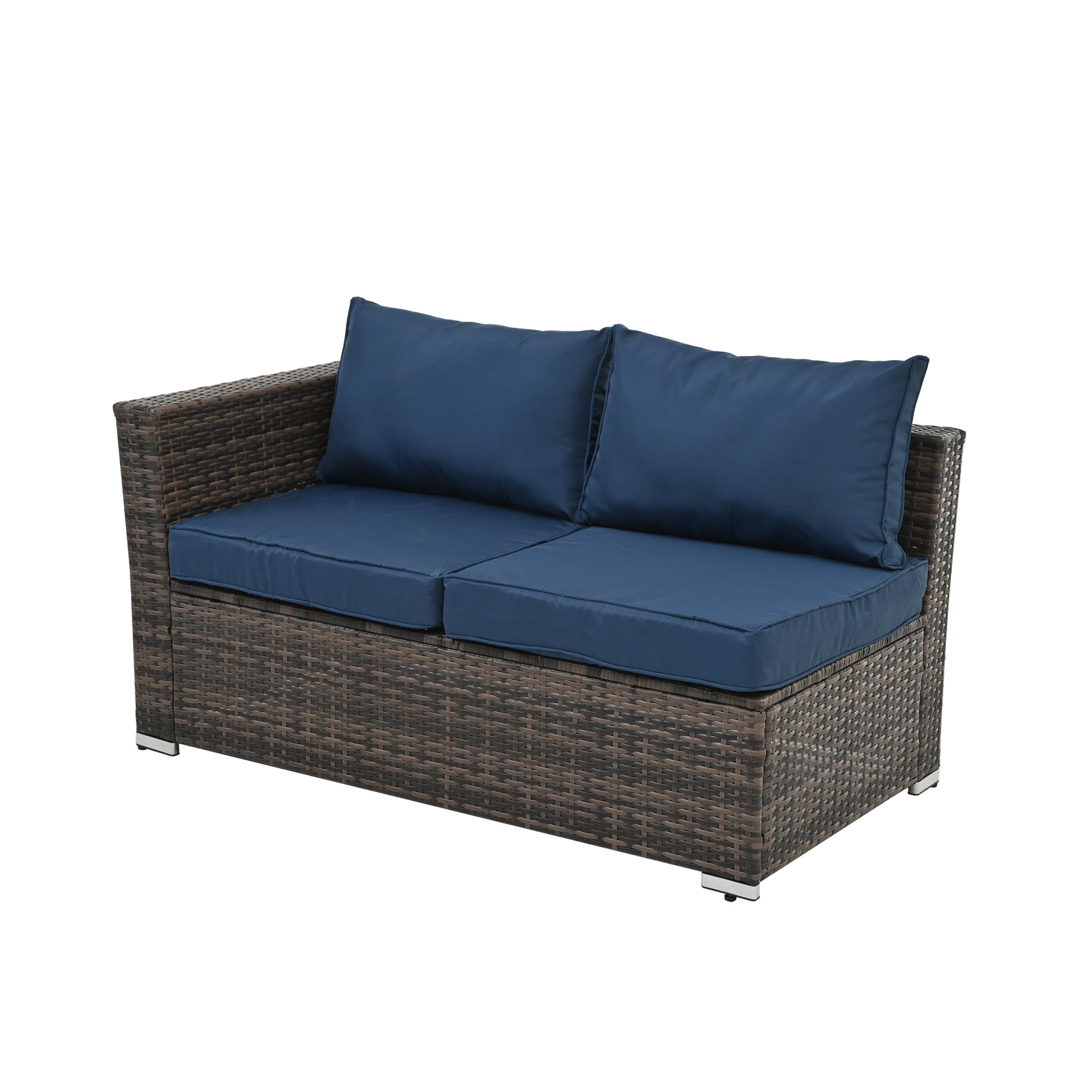 Patio Furniture, Outdoor Furniture, Seasonal Pe Wicker Furniture, 4 Set Wicker Furniture With Tempered Glass Coffee Table Brown Pe Rattan Iron Waterproof Fabric