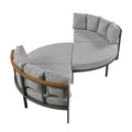 Patio Furniture Set, 4 Piece Round Outdoor Conversation Set All Weather Metal Sectional Sofa With Cushions Grey Seats 6 Metal