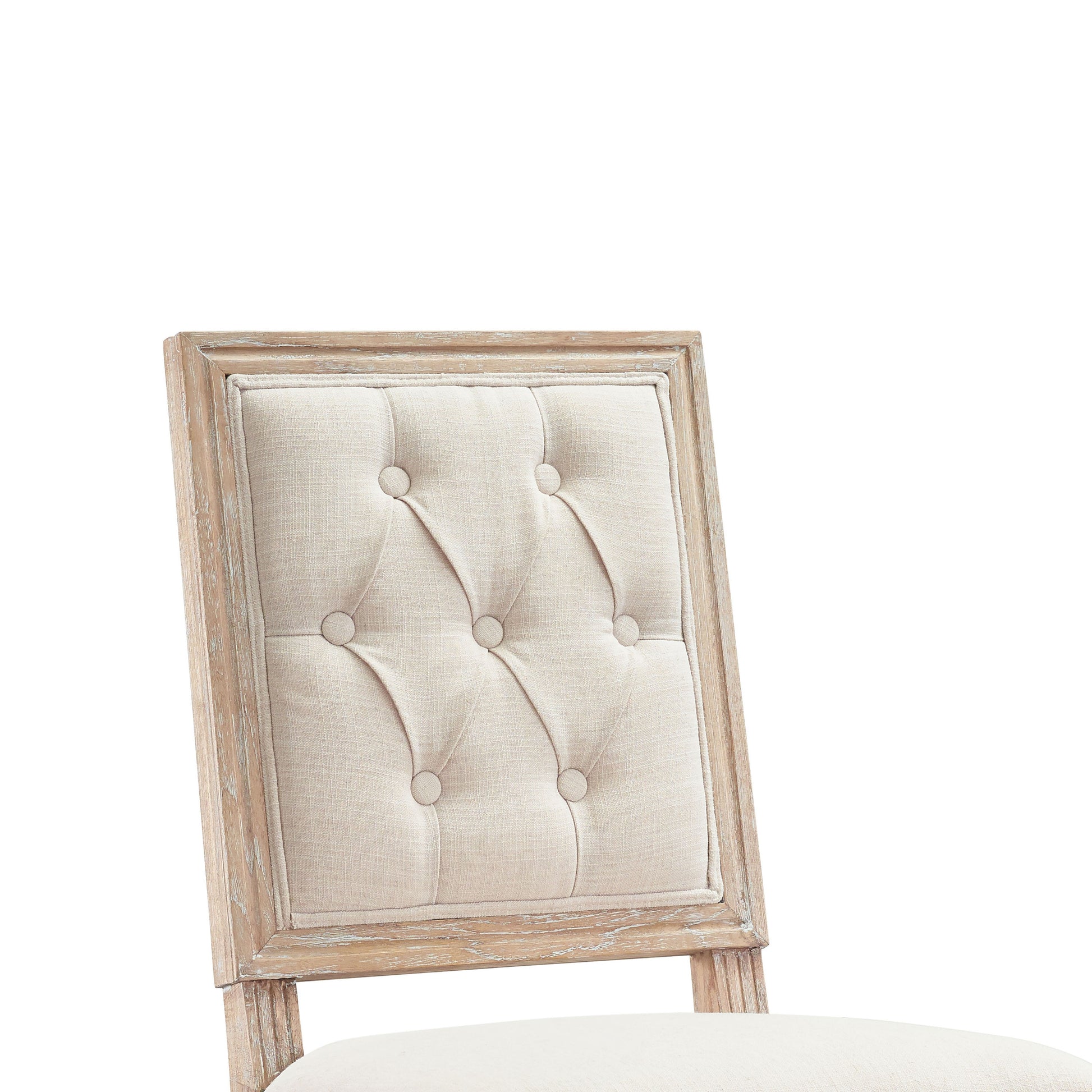 Transitional Wooden Bar Stool With Tufted Square Back, Beige And Brown Beige Brown Wood Fabric