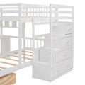 Full Over Twin Bunk Bed With Desk, Drawers And Shelves, White White Solid Wood