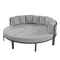 Patio Furniture Set, 4 Piece Round Outdoor Conversation Set All Weather Metal Sectional Sofa With Cushions Grey Seats 6 Metal