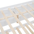 Queen Size Elegant Bed Frame With Rattan Headboard And Sockets ,White White Rattan