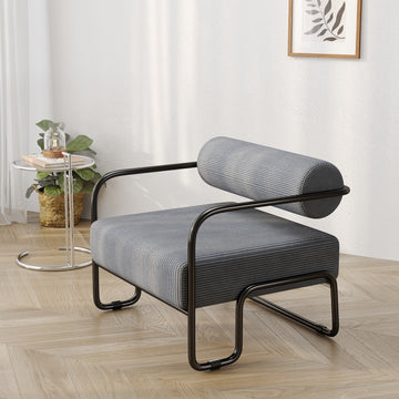 Living Room Iron Sofa Chair, Lazy Individual Chair, Balcony Leisure Chair Color: Gary Grey Corduroy