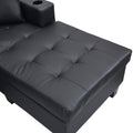 Sectional Sofa Set For Living Room With L Shape Chaise Lounge ,Cup Holder And Left Or Right Hand Chaise Modern 4 Seat Black Black Pu