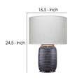 Table Lamp With Ribbed Ceramic Body And Fabric Shade, Gray Gray Ceramic