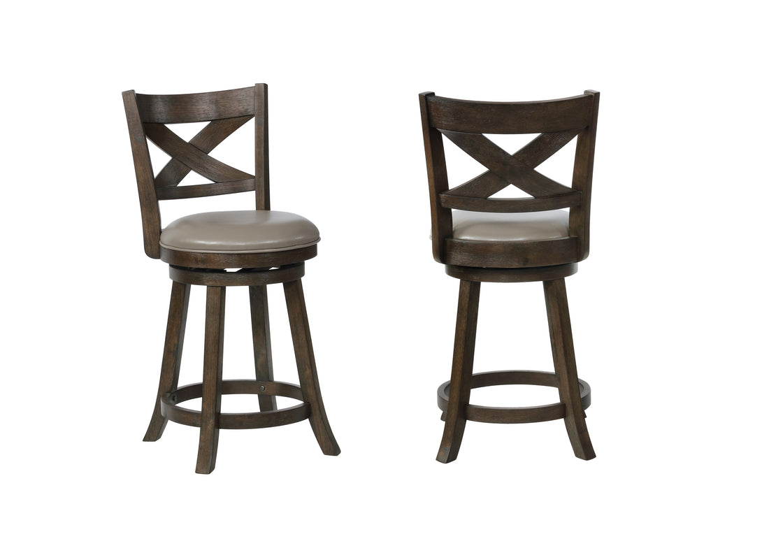 Kipper Swivel Pub Stool Set Of 2 Gray Dark Brown Wood