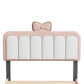 Twin Size Velvet Princess Bed With Bow Knot Headboard,Twin Size Platform Bed With Headboard And Footboard,White Pink Pink Velvet