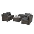 Patio Furniture, Outdoor Furniture, Seasonal Pe Wicker Furniture, 4 Set Wicker Furniture With Tempered Glass Coffee Table Brown Pe Rattan Iron Waterproof Fabric