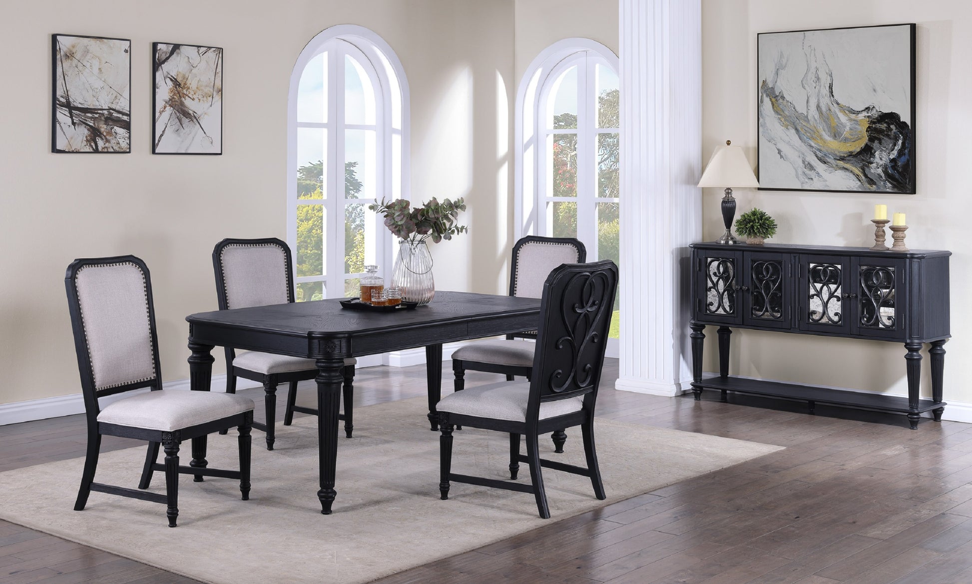 Formal Traditional 5Pc Dining Room Se Dark Brown Finish 18" Extension Leaf Table Tufted Upholstered Chairs Beautiful Carved Legs Dining Room Furniture Wood Wood Dark Brown Seats 4 Wood Dining Room Extendable Modern Rectangular Dining Table With Chair