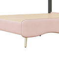 Full Size Velvet Princess Bed With Bow Knot Headboard,Full Size Platform Bed With Headboard And Footboard,White Pink Pink Velvet