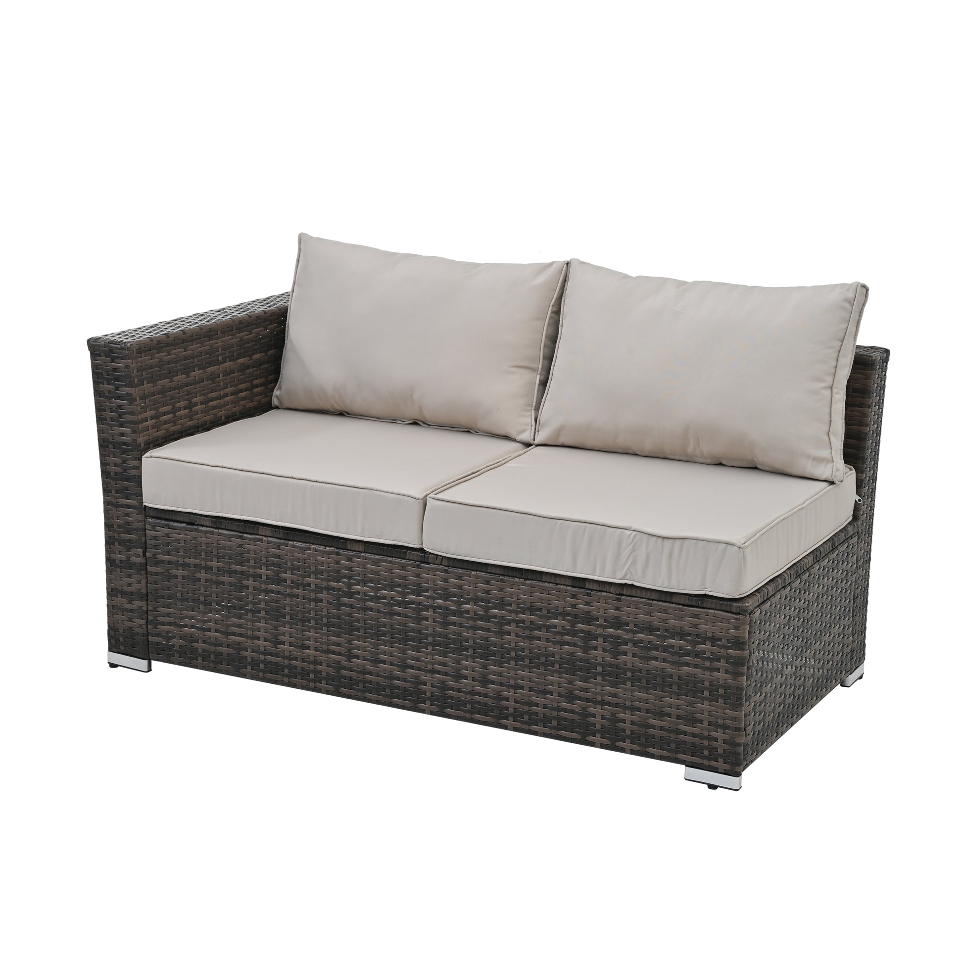 Patio Furniture, Outdoor Furniture, Seasonal Pe Wicker Furniture, 4 Set Wicker Furniture With Tempered Glass Coffee Table Brown Pe Rattan Iron Waterproof Fabric