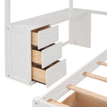 Full Over Twin Bunk Bed With Desk, Drawers And Shelves, White White Solid Wood