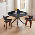 53.14'' Round Mdf Coffee Table End Table Short Leisure Tea Table Cross Legs Metal Base, Easy To Assemble,Black Black Mdf Iron