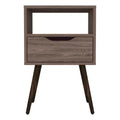 Nightstand Fugaz, Open Shelf, Single Drawer, Dark Walnut Finish Walnut Particle Board