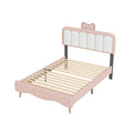 Twin Size Velvet Princess Bed With Bow Knot Headboard,Twin Size Platform Bed With Headboard And Footboard,White Pink Pink Velvet