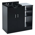 Shampoo Backwash Station For Salons,Salon Station With Shampoo Bowl & Storage Layer,Salon Equipment For Spa Beauty Black Classic,Modern Abs Steel Q235 Wood Pvc