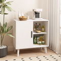 Sideboard Buffet Kitchen Storage Cabinet, Accent Cabinet With Solid Wood Feet For Decorated Doors, Dining Room, Hallway, Cupboard Console Table, Liquor Accent Cabinet White White Wood