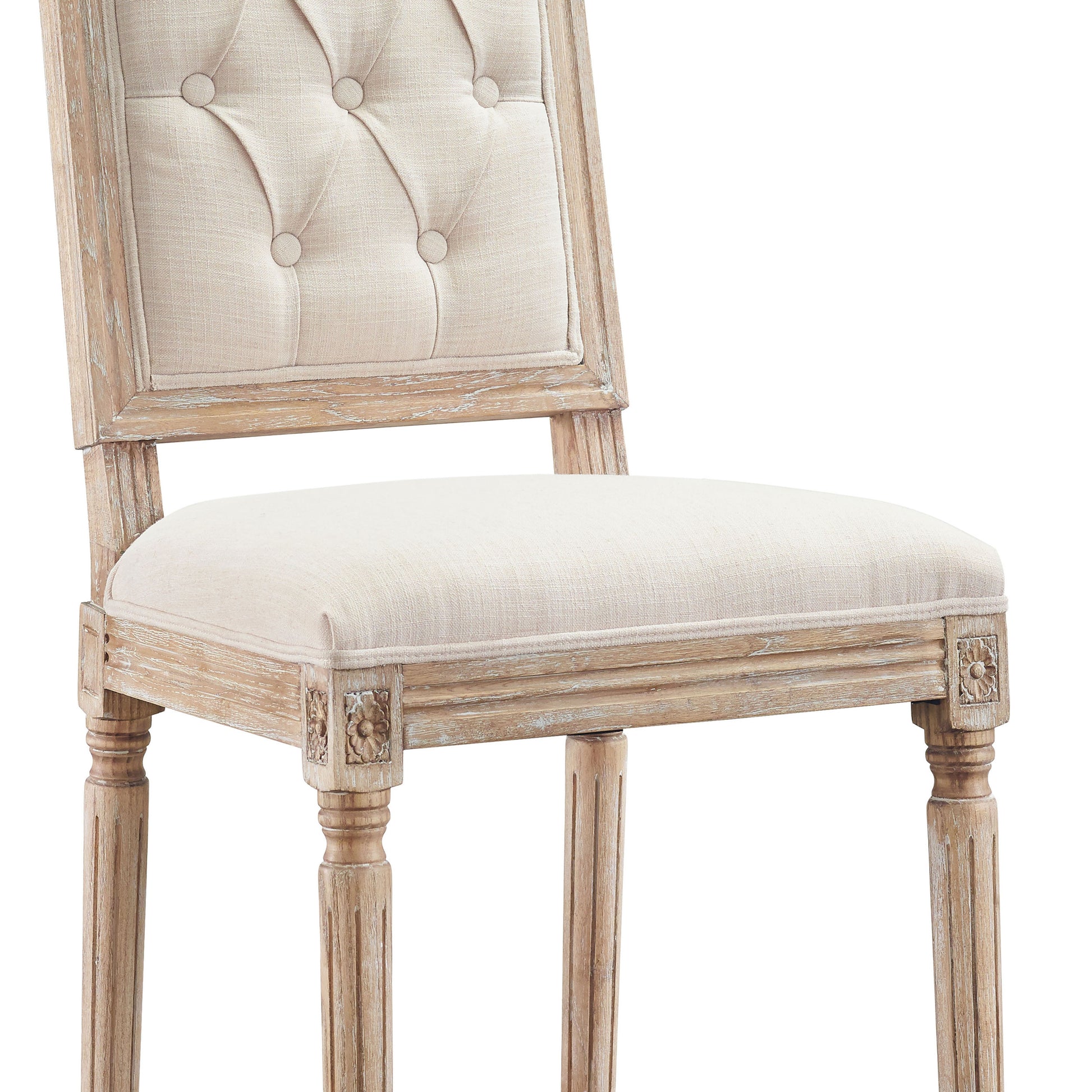 Transitional Wooden Bar Stool With Tufted Square Back, Beige And Brown Beige Brown Wood Fabric