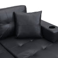 Sectional Sofa Set For Living Room With L Shape Chaise Lounge ,Cup Holder And Left Or Right Hand Chaise Modern 4 Seat Black Black Pu