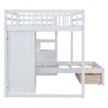 Full Over Twin Bunk Bed With Wardrobe, Drawers, White White Solid Wood