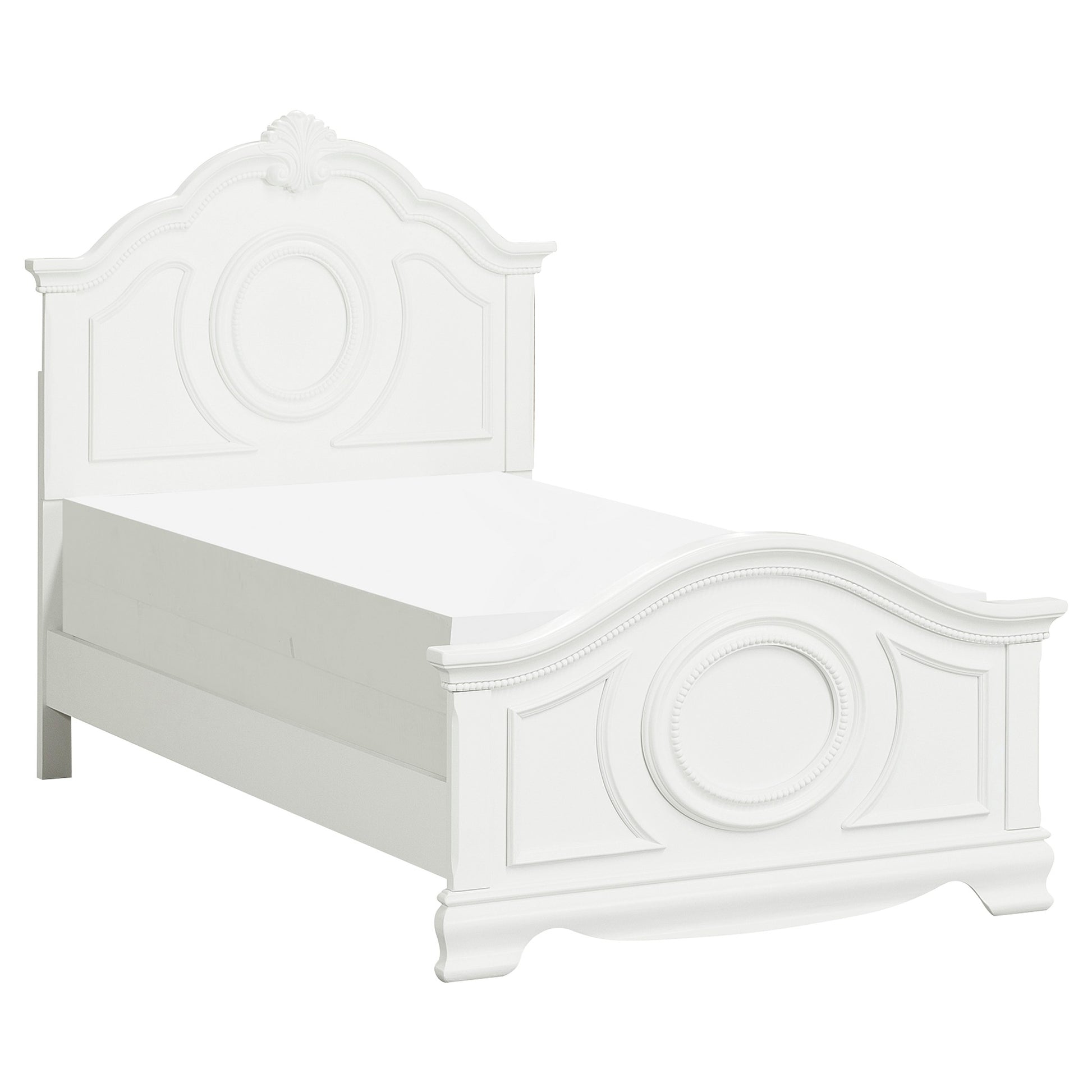 Classic White Finish Panel Bed Traditional Style Twin Size Bed Bedroom Furniture Wooden Box Spring Required Twin White Wood Bedroom Classic,Traditional Wood