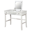 2 Piece Wood Vanity Set, Sturdy Sabre Legs, White, Silver White Silver Wood