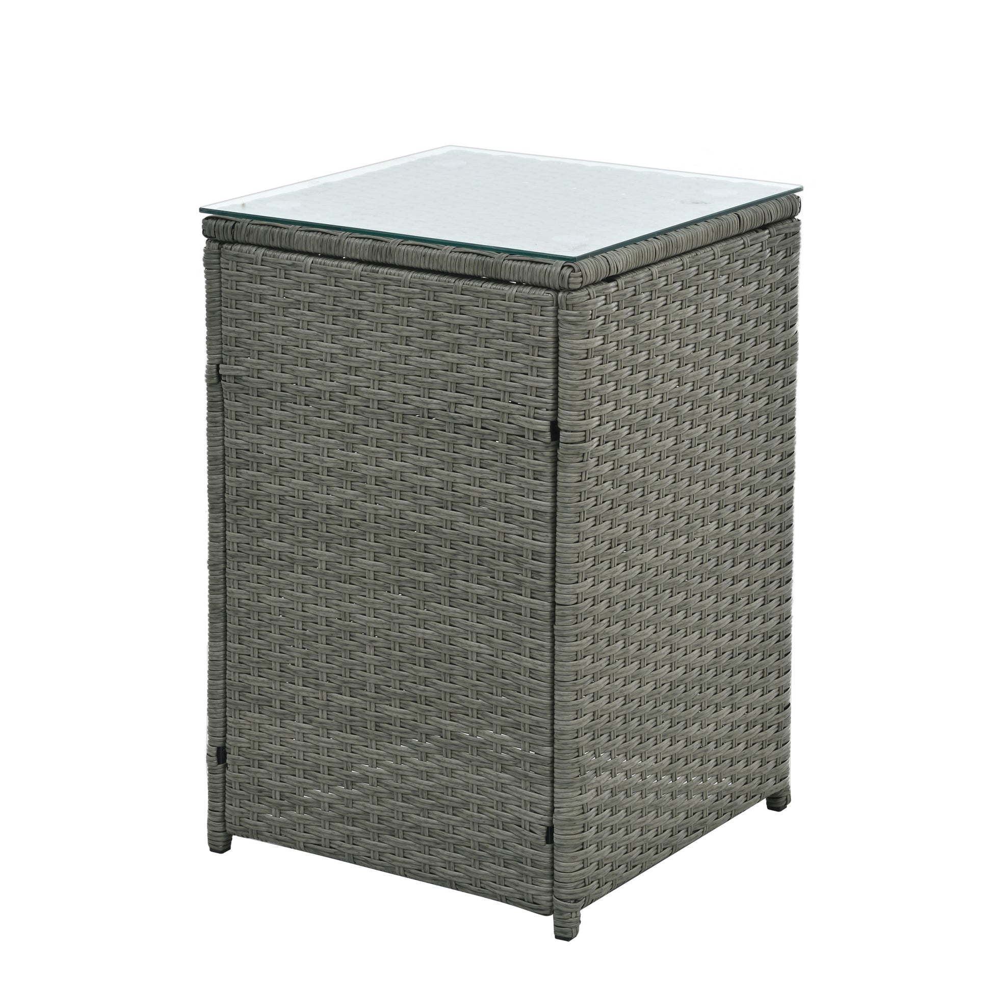 Patio Furniture, Outdoor Furniture, Seasonal Pe Wicker Furniture,5 Set Wicker Furniture With Tempered Glass Table Top Light Blue Pe Rattan Iron Waterproof Fabric