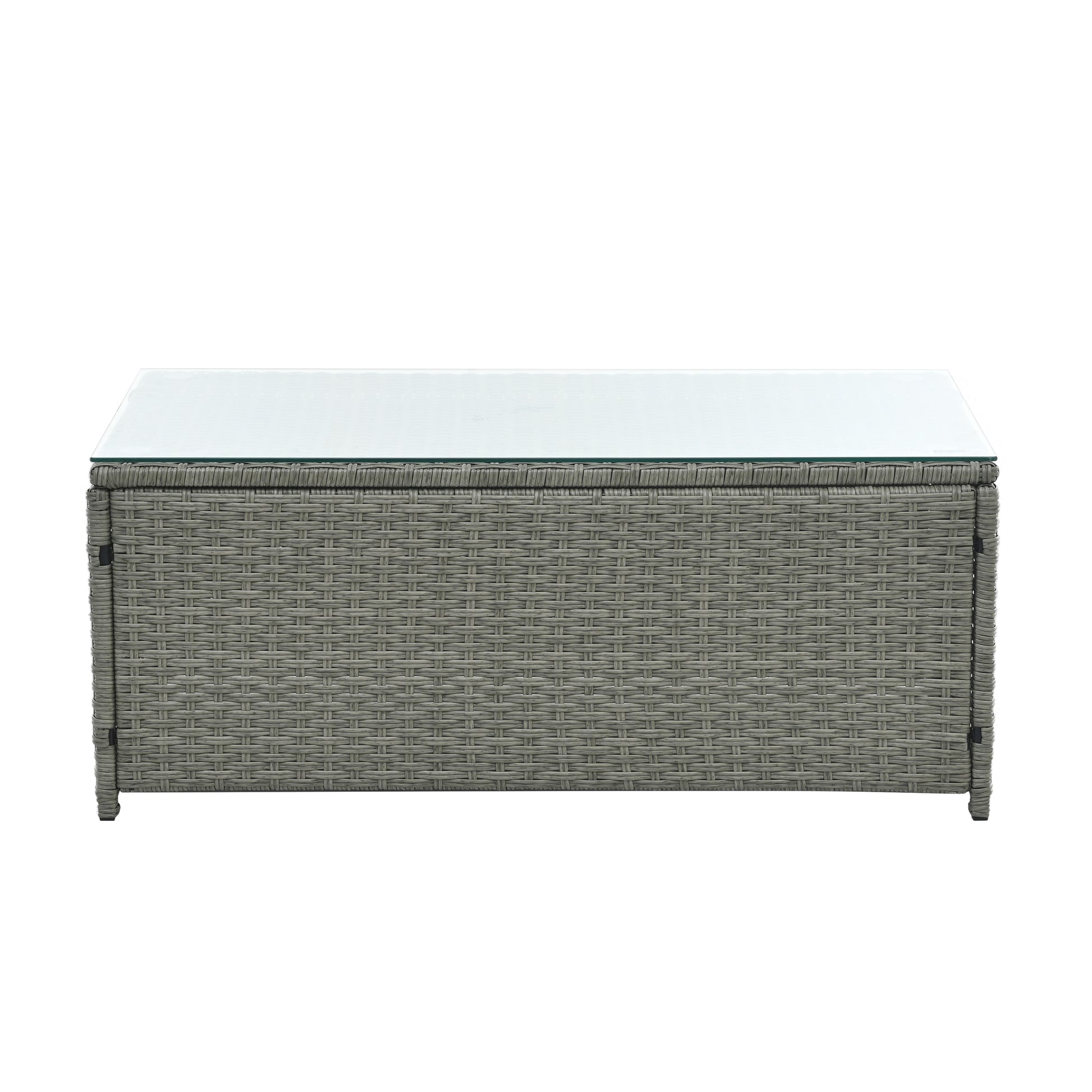 Patio Furniture, Outdoor Furniture, Seasonal Pe Wicker Furniture,5 Set Wicker Furniture With Tempered Glass Table Top Dark Gray Pe Rattan Iron Waterproof Fabric