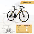 24 Speed Hybrid Bike Disc Brake 700C Road Bike For Men Women'S City Bicycle Black Aluminium