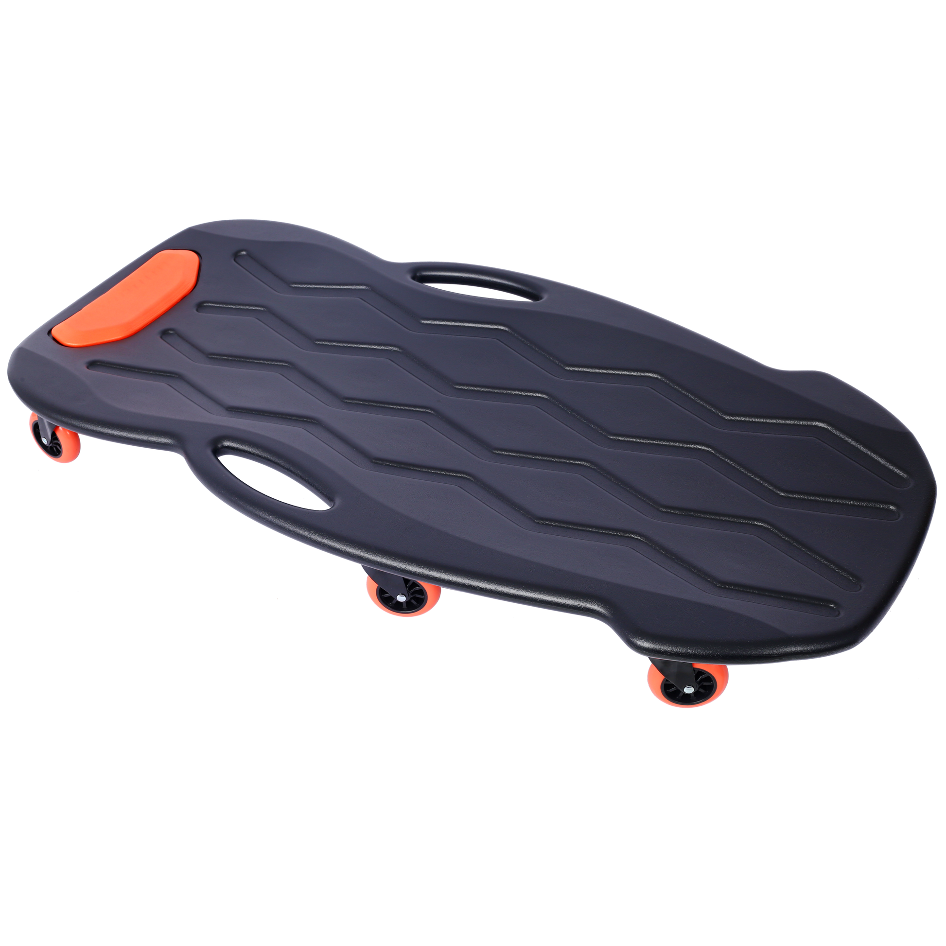 Plastic Creeper 42 Inch With Carrying Bag Blow Molded Ergonomic Hdpe Body With Padded Headrest & Dual Tool Trays 330 Lbs Capacity Orange Black Hdpe
