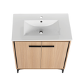 30 Inch Bathroom Vanity Base With Basin, Storage Cabinet With Doors, Engineered Wood Oak Bathroom American Design Ceramic Engineered Wood