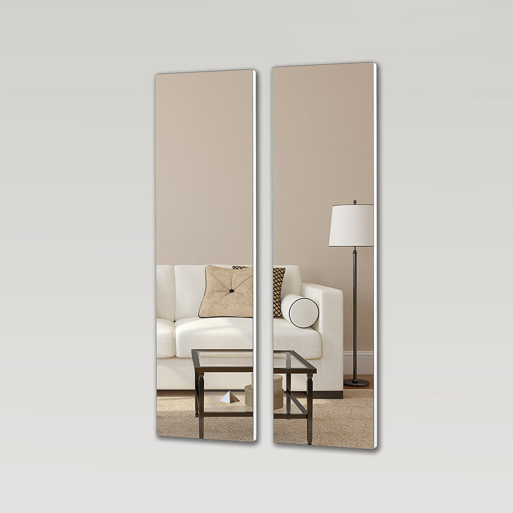 Wall Mount Mirror Set Of 2.Mdf Mirror Wall Mount At Horizontal & Vertical Hanging White Mdf