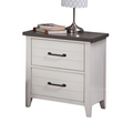 White Color Nightstand Bedroom 1Pc Nightstand Solid Wood Black Appliance Pull 2 Drawers Bedside Table Gray Top, Two Tone Finish White Gray 2 Drawers Bedroom Bedside Cabinet Classic,Contemporary,Modern Rubberwood Drawers Solid Wood