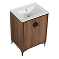 24'' Bathroom Vanity With Top Sink, Modern Bathroom Storage Cabinet With 2 Soft Closing Doors, Single Sink Bathroom Vanity Brown Bathroom American Design Ceramic Engineered Wood