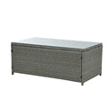 Patio Furniture, Outdoor Furniture, Seasonal Pe Wicker Furniture,5 Set Wicker Furniture With Tempered Glass Table Top Light Blue Pe Rattan Iron Waterproof Fabric