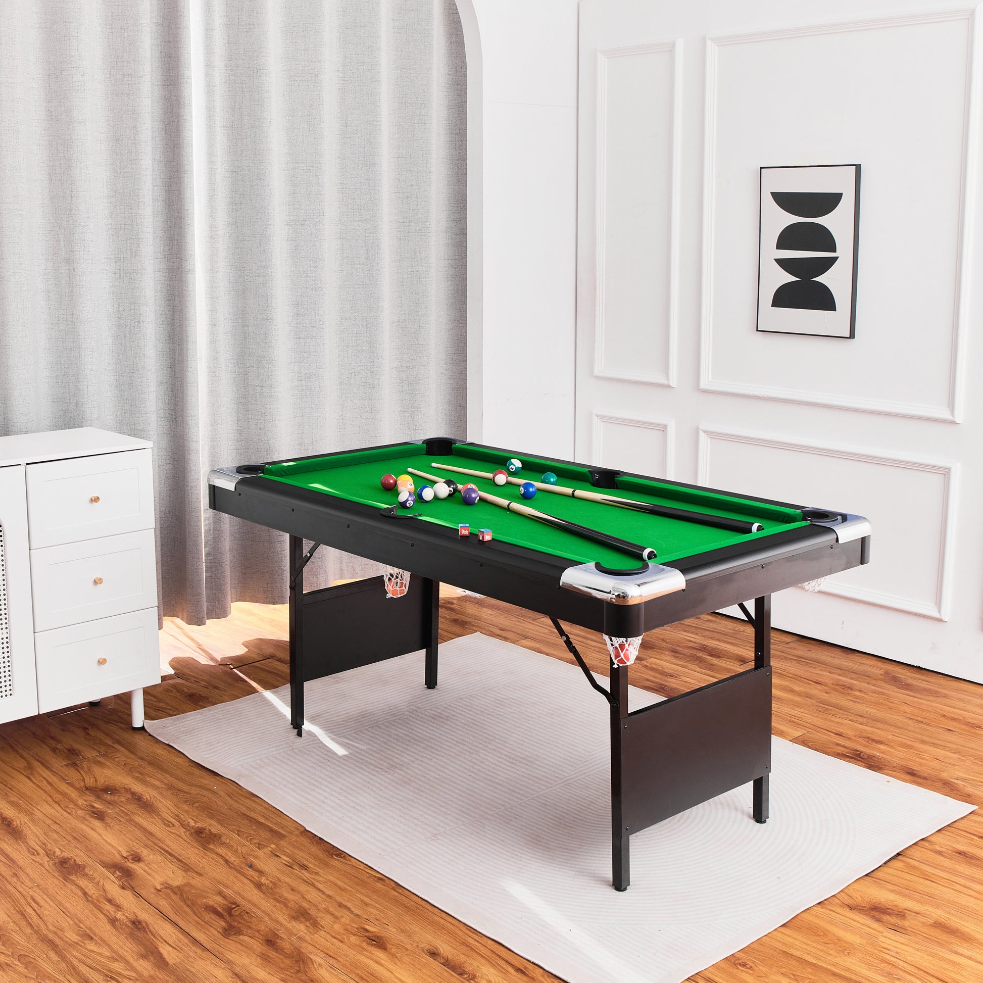 5.5Ft Billiard Table, 1.67M Pool Table,Billiards,5.5Ft Game Table,Children'S Game Table,Table Games,Family Movement, Children'S Billiard Table, Children'S Pool Table, Small Pool Table Balls Sports Black Without Foldable Primary Living Space American