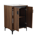 24'' Bathroom Vanity With Top Sink, Modern Bathroom Storage Cabinet With 2 Soft Closing Doors, Single Sink Bathroom Vanity Brown Bathroom American Design Ceramic Engineered Wood