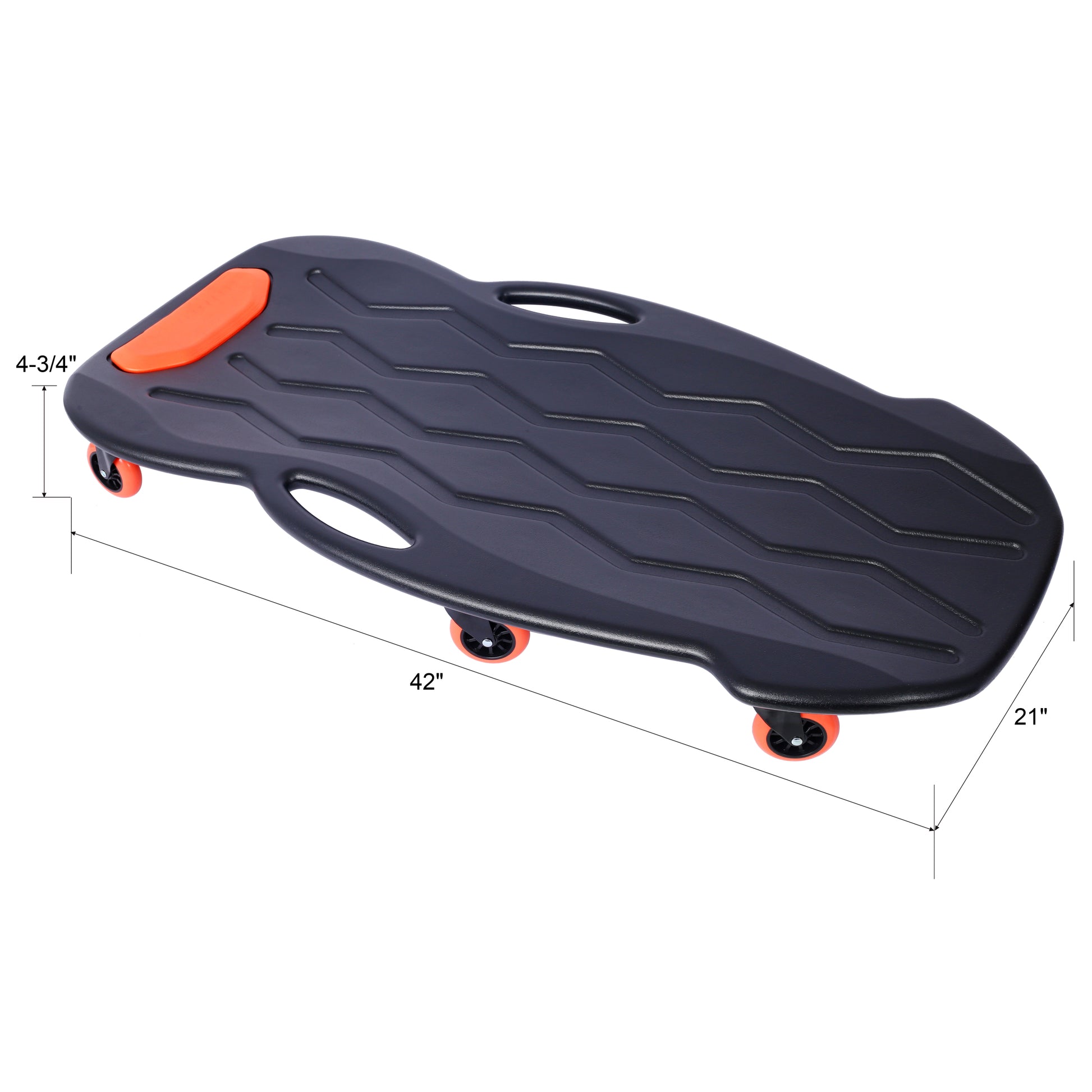 Plastic Creeper 42 Inch With Carrying Bag Blow Molded Ergonomic Hdpe Body With Padded Headrest & Dual Tool Trays 330 Lbs Capacity Orange Black Hdpe