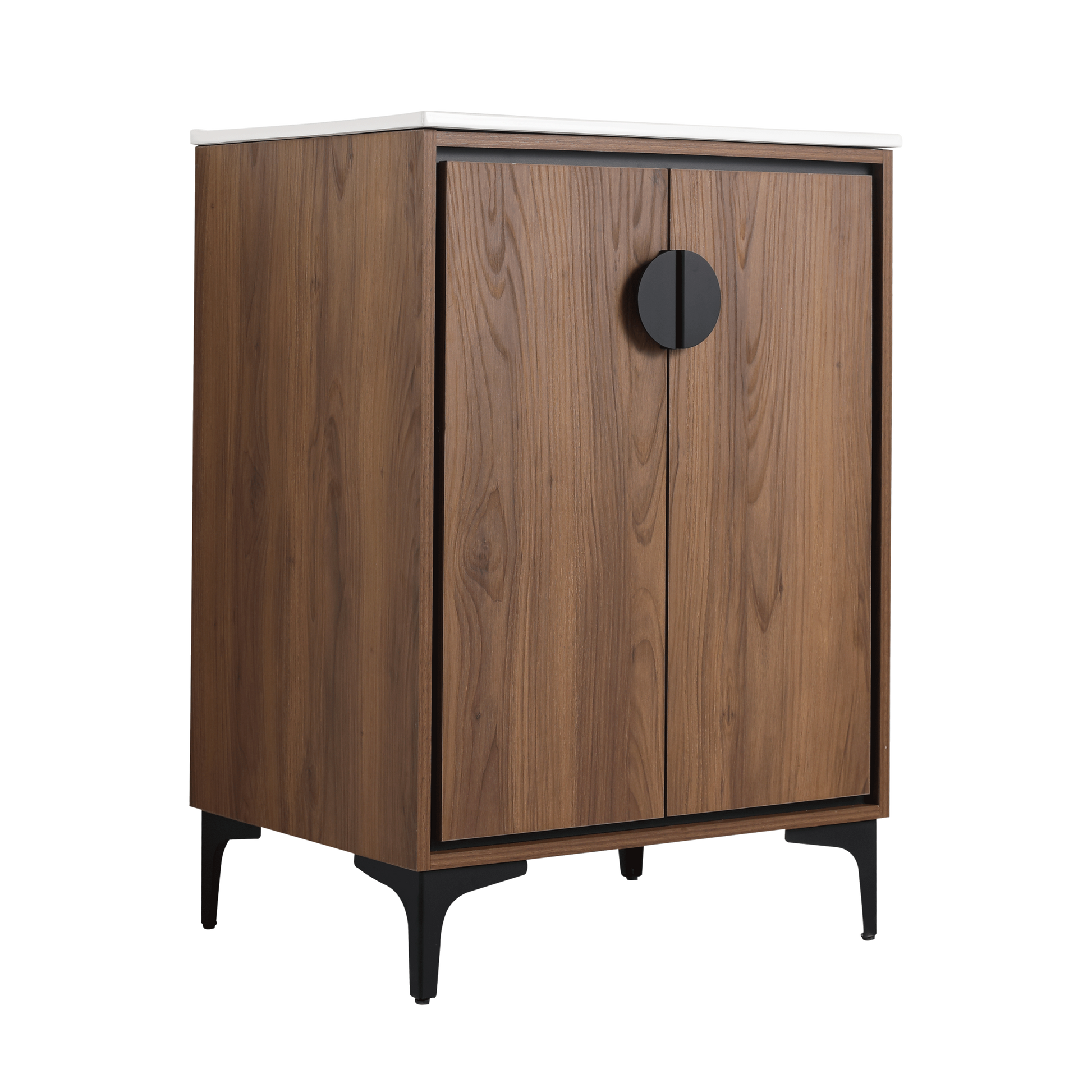 24'' Bathroom Vanity With Top Sink, Modern Bathroom Storage Cabinet With 2 Soft Closing Doors, Single Sink Bathroom Vanity Brown Bathroom American Design Ceramic Engineered Wood