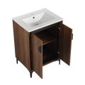 24'' Bathroom Vanity With Top Sink, Modern Bathroom Storage Cabinet With 2 Soft Closing Doors, Single Sink Bathroom Vanity Brown Bathroom American Design Ceramic Engineered Wood