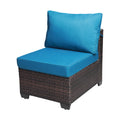 Outdoor Garden Patio Furniture 7 Piece Pe Rattan Wicker Cushioned Sofa Sets And Coffee Table, Patio Furniture Set Outdoor Couch Outdoor Couch Patio Furniture Outdoor Sofa Patio Couch Yes Complete Patio Set Brown Blue Rust Resistant Frame Water Resistant