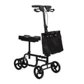 Folding Knee Scooter, Steerable Leg Walker With Bag And Dual Braking System, Crutch Alternative For Foot Injuries Ankles Surgery, Black Black Metal