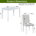 5 Piece Wooden Dining Table Set, Kitchen Table Set With A Rectangular Table And 4 Upholstered Chairs, Wooden Dining Room Table With Crystal Decoration And Chairs Set For Kitchen, Dining Room, White Beige White Seats 4 Dining Room 4 Leg Rectangular Solid